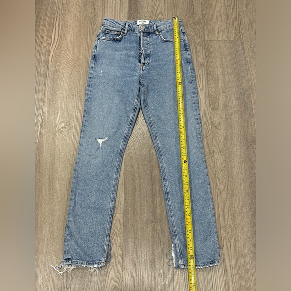 AGOLDE Women’s Sz 25 Jeans Nico High Rise Slim Distressed Denim Blue Button Fly - Picture 12 of 15